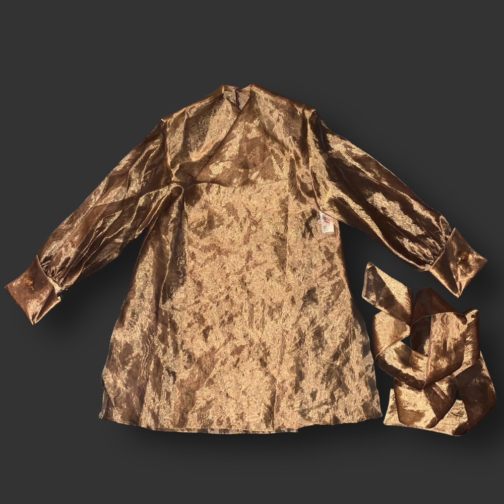 Vintage Metallic Bronze Wrap Blouse - Picture 8 of 16